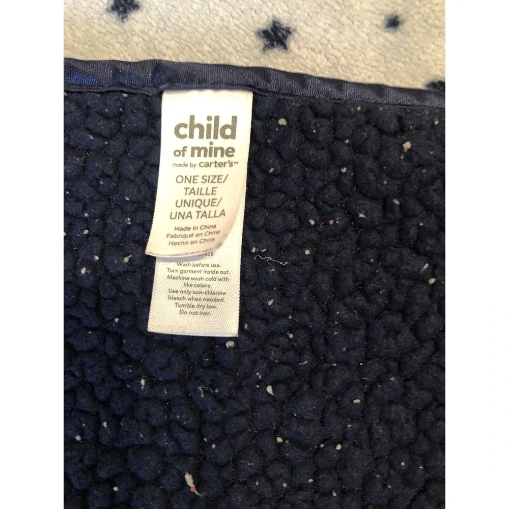 Carter's Child of Mine Blue Monkey Baby Blanket Moon Star Sherpa Lovey